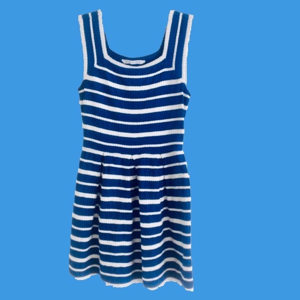 Max Studio Blue White Striped Sleeveless Dress
